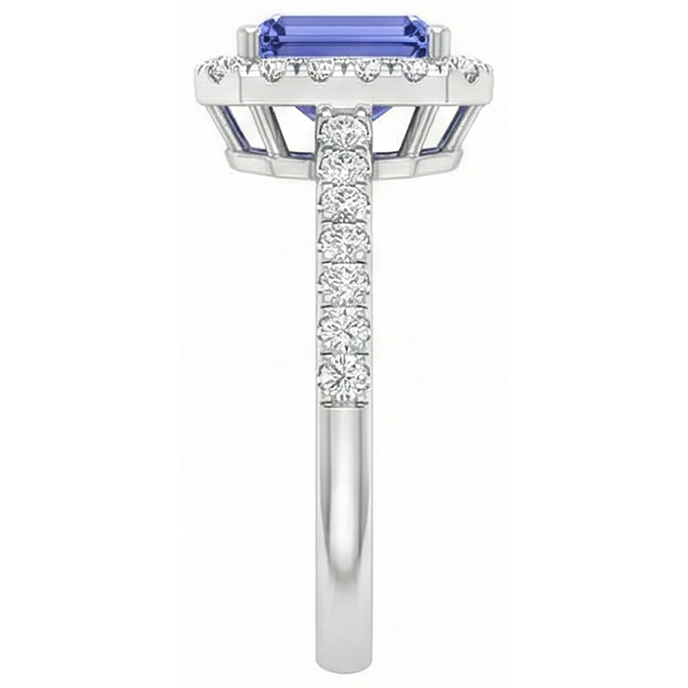 natural round tanzanite 11.75ct ring profile view