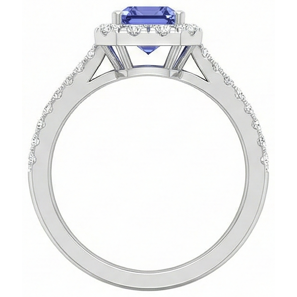 natural round tanzanite 11.75ct ring on white background