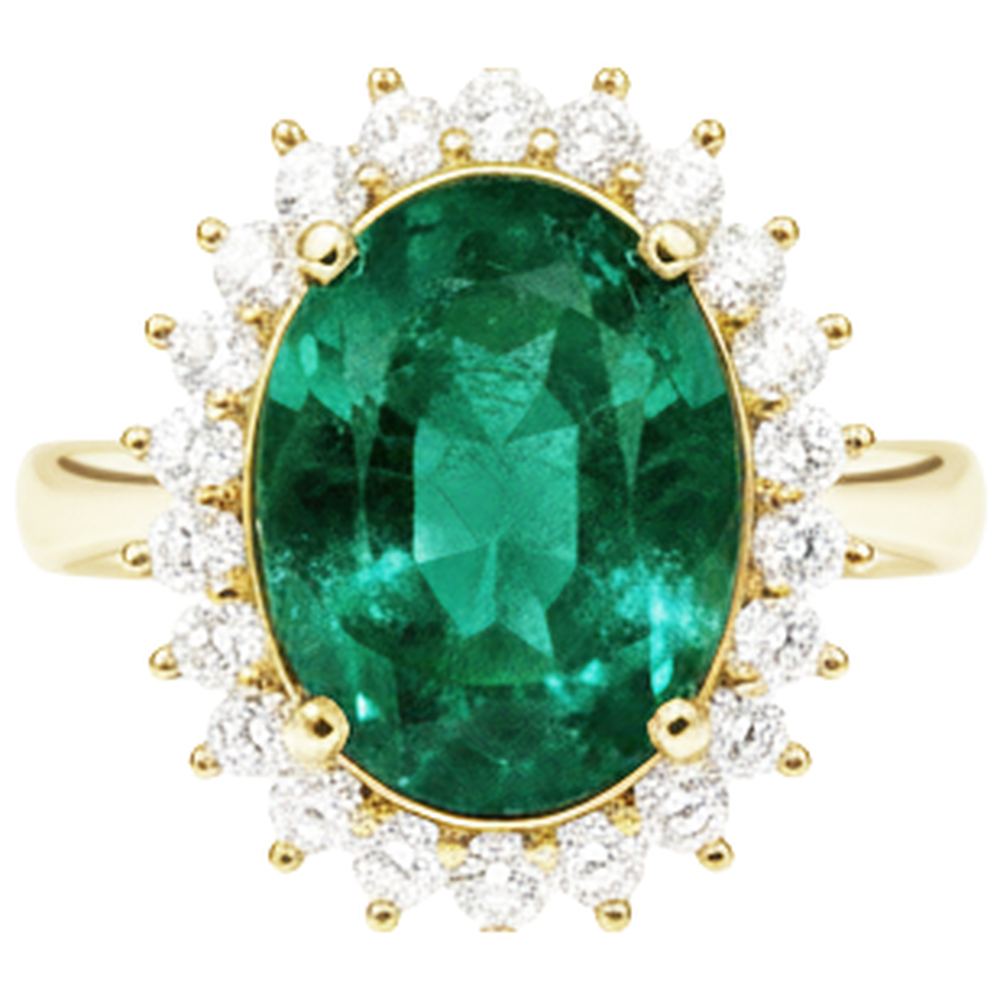 natural round emerald 11ct ring side angle