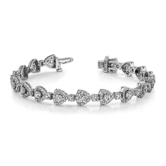 11.10 Carats Brilliant Cut Real Diamonds Triangular Link Bracelet White Gold - Tennis Bracelet-harrychadent.ca