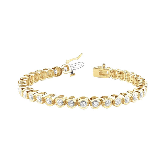 11.20 Carats Round CutLab Grown Diamonds Tennis Bracelet Yellow Gold 14K