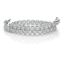 11.25 Ct Bezel Set Round Cut Natural Diamond Tennis Bracelet White Gold 14K