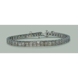 11.50 Carats Princess Lab Grown Diamonds Tennis Bracelet Solid White Gold