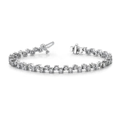 11.60 Ct Round Cut Sparkling Natural Diamonds Zig Zag Bracelet White Gold 14K