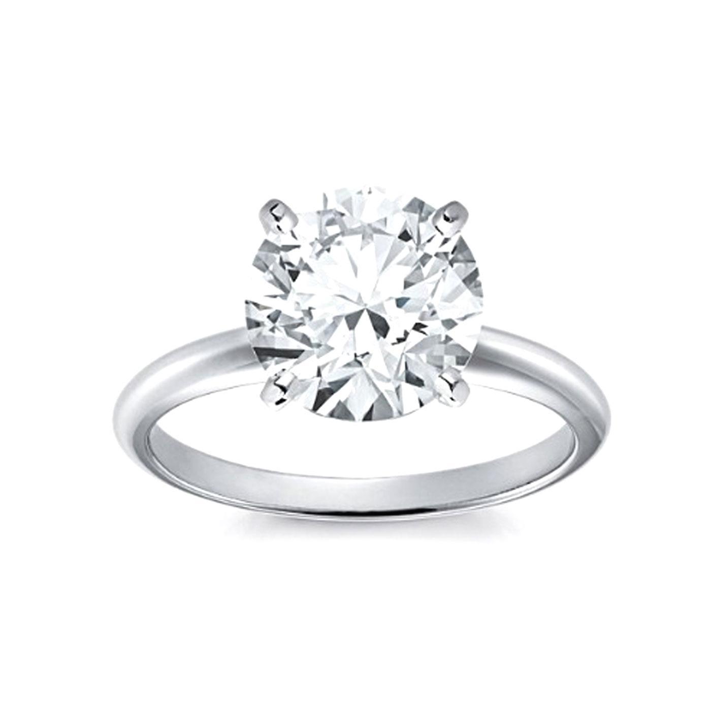 Round Solitaire 2 Carats Natural Earth Mined Diamond Engagement Ring White Gold 14K