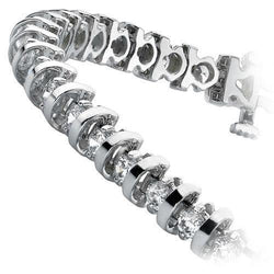 11 Ct Round Brilliant Lab Grown Diamonds Tennis Bracelet Gold Lady Jewelry