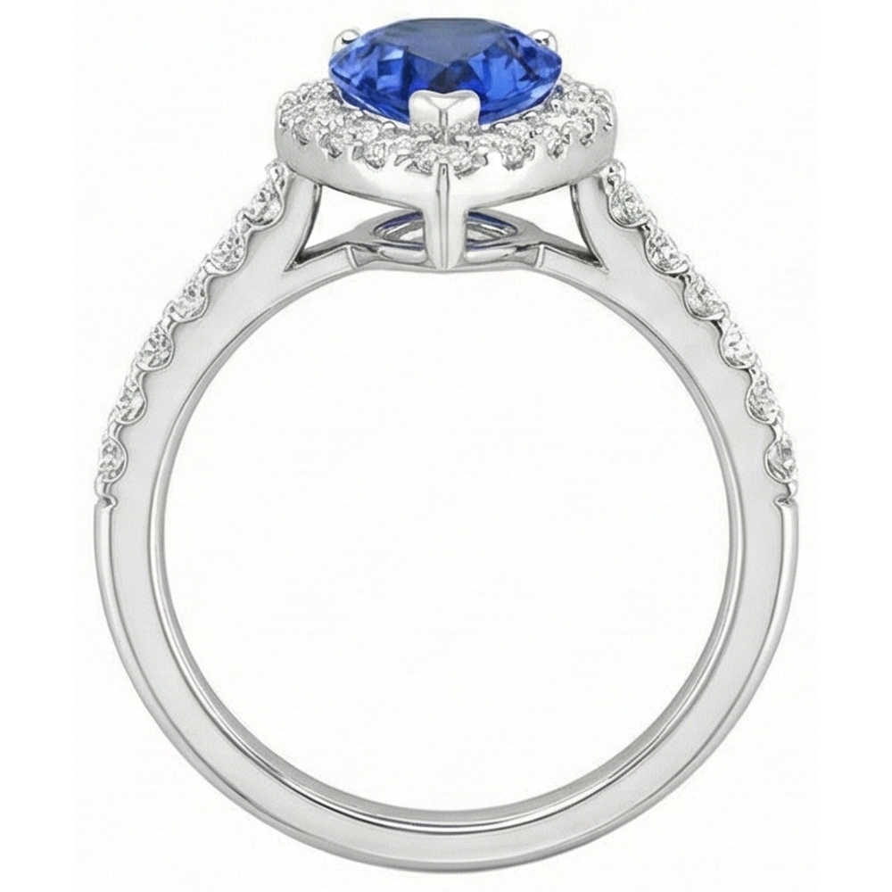 natural round tanzanite 12.25ct ring on white background