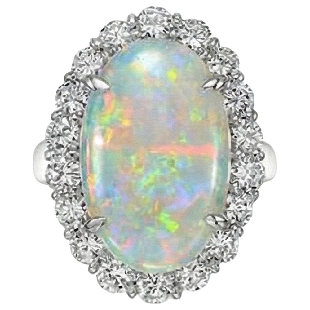 natural round opal 12.50ct ring profile view