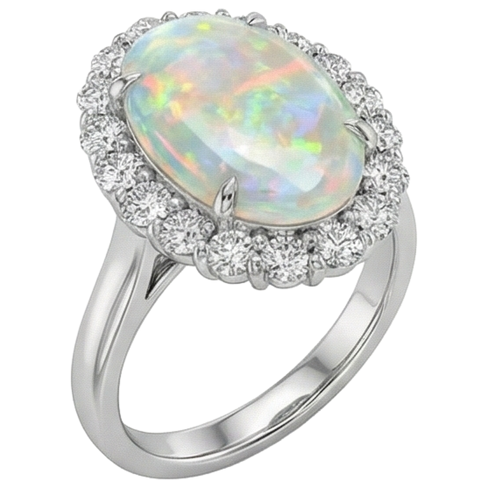 natural round opal 12.50ct ring band detail