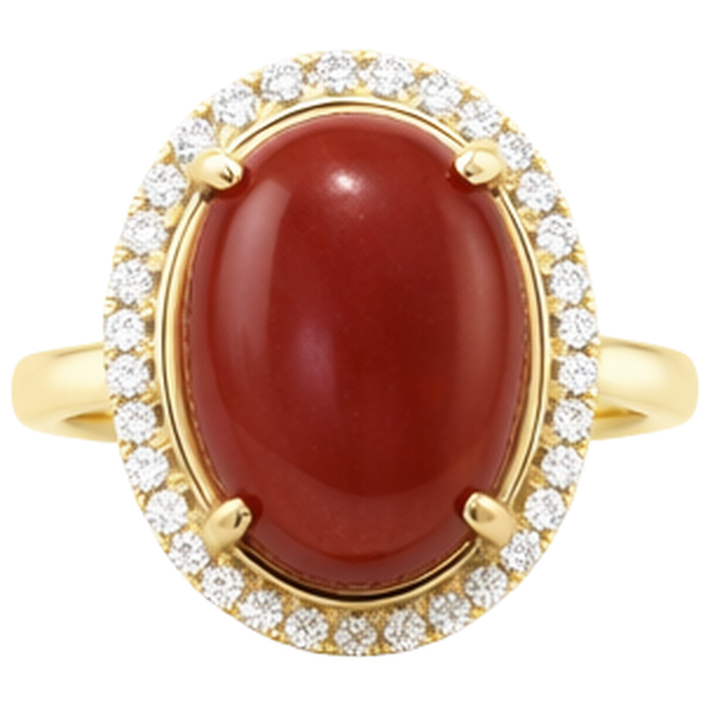 natural round coral 12.50ct ring side angle