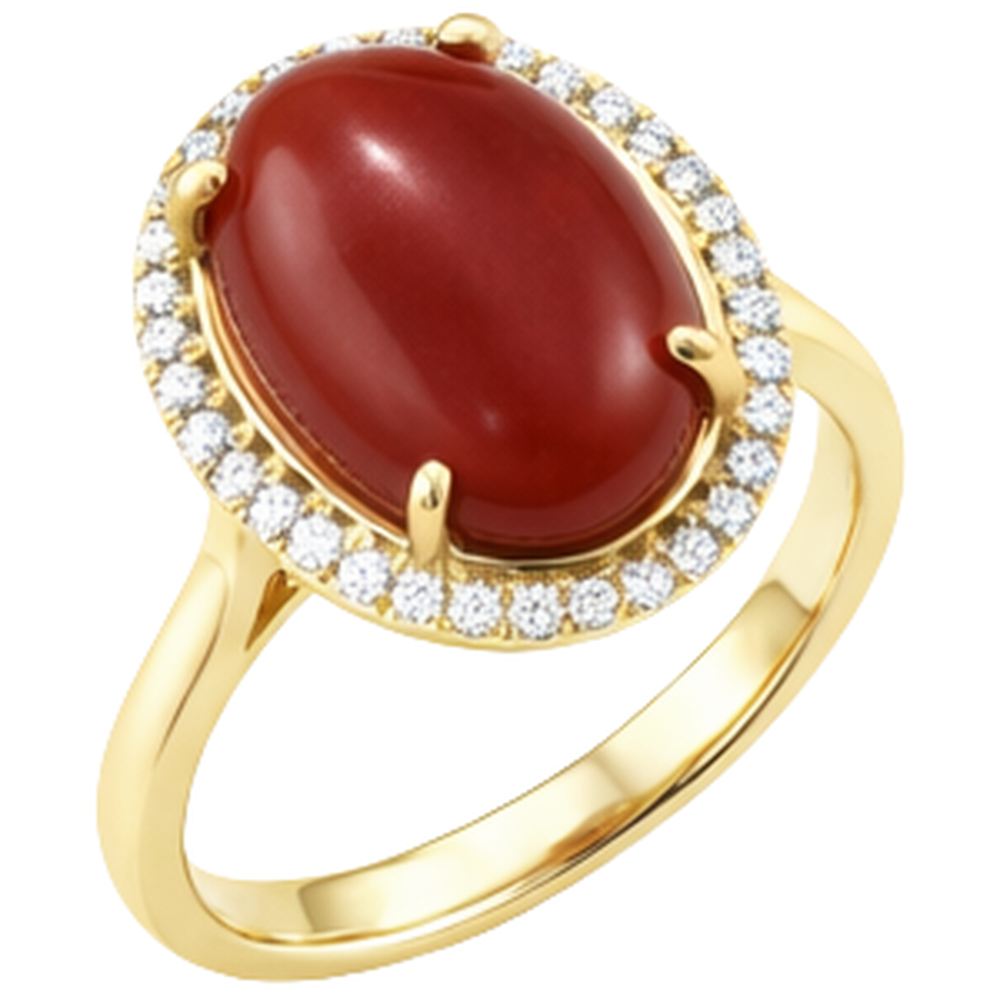 natural round coral 12.50ct ring top view