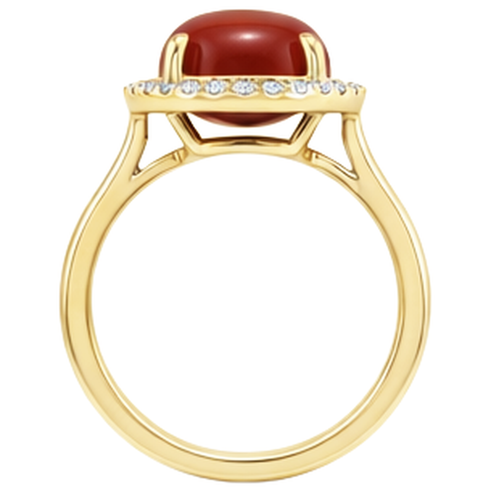 natural round coral 12.50ct ring profile view