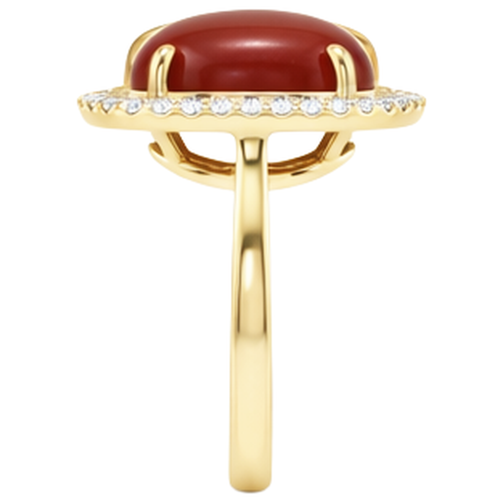 natural round coral 12.50ct ring on white background