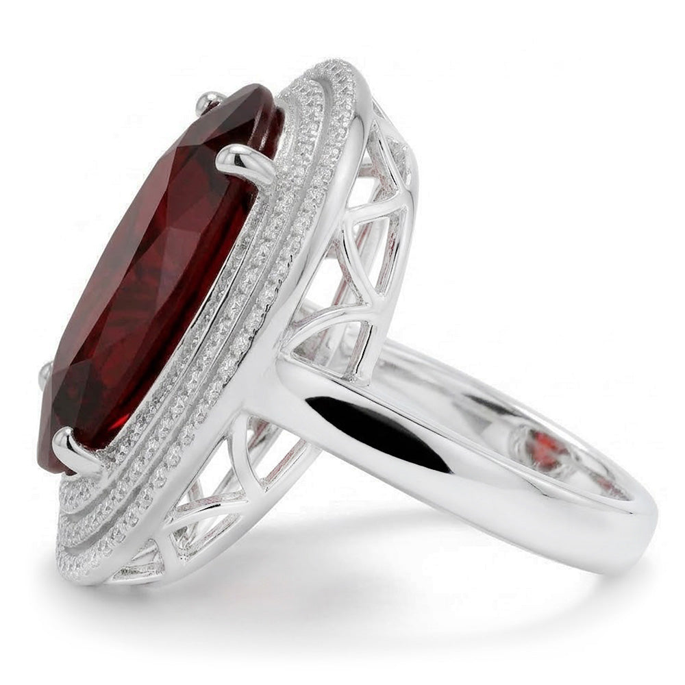 12.50 Ct Oval Mandarin Garnet With Natural Earth Mined Diamond ( Not Lab Grown )s Ring 14K White Gold