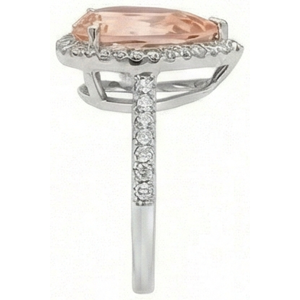 12.50 Ct Pear Morganite With Natural Earth Mined Diamond ( Not Lab Grown )s Wedding Ring 14K White Gold