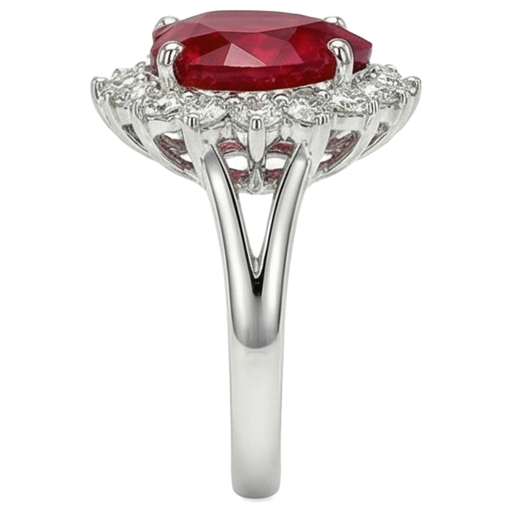 12.75 Ct Heart Shaped Red Ruby Natural Earth Mined Diamond ( Not Lab Grown )  Ring White Gold 14K New