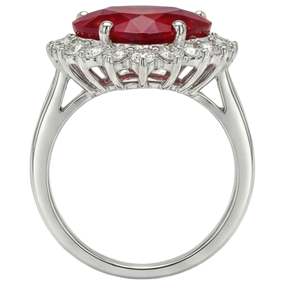 12.75 Ct Heart Shaped Red Ruby Natural Earth Mined Diamond ( Not Lab Grown )  Ring White Gold 14K New