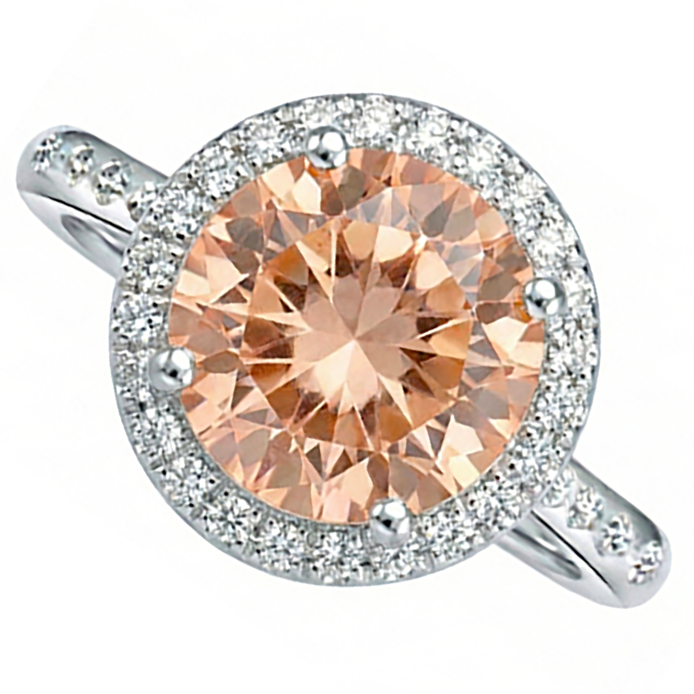 12.85 Ct Brilliant Cut Morganite And Natural Earth Mined Diamond ( Not Lab Grown )s Anniversary Ring Gold