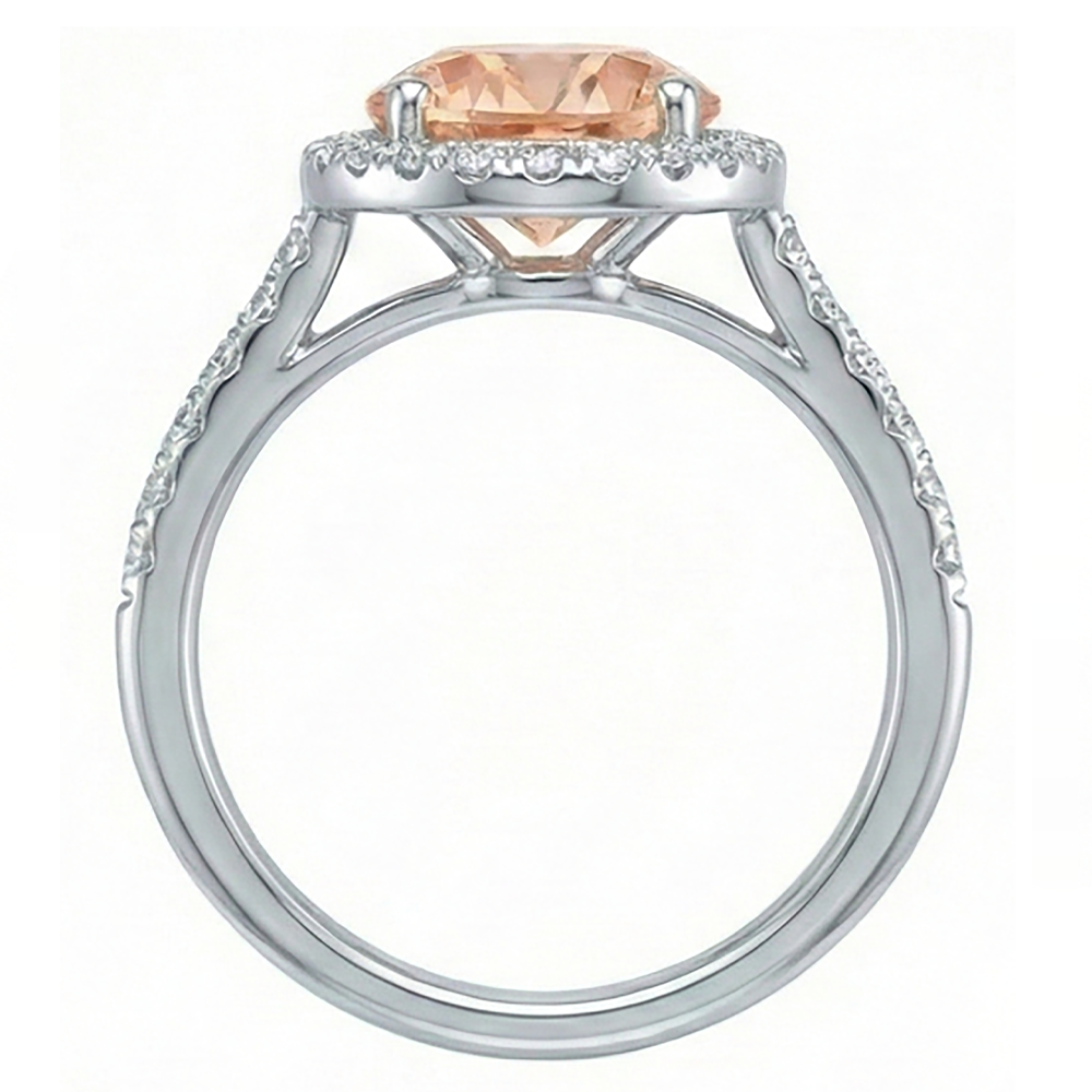 12.85 Ct Brilliant Cut Morganite And Natural Earth Mined Diamond ( Not Lab Grown )s Anniversary Ring Gold