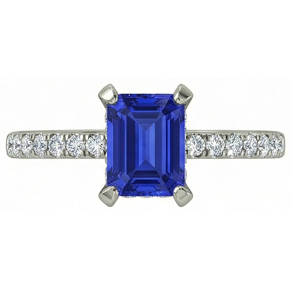 12 Ct Hidden Halo Tanzanite With Natural Earth Mined Diamond ( Not Lab Grown )s Wedding Ring White Gold