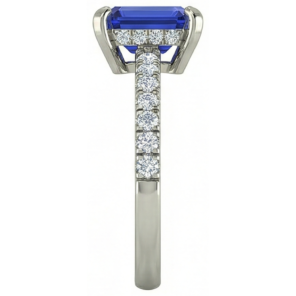 12 Ct Hidden Halo Tanzanite With Natural Earth Mined Diamond ( Not Lab Grown )s Wedding Ring White Gold