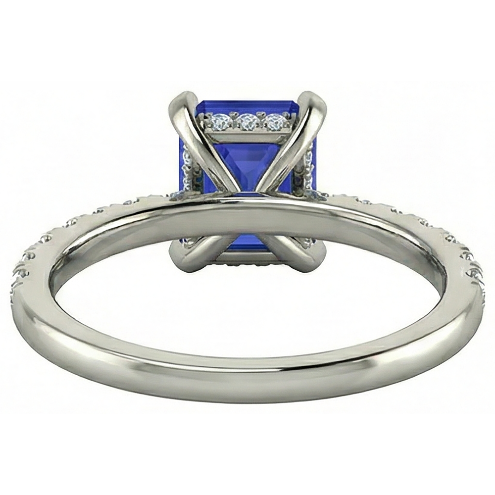 12 Ct Hidden Halo Tanzanite With Natural Earth Mined Diamond ( Not Lab Grown )s Wedding Ring White Gold
