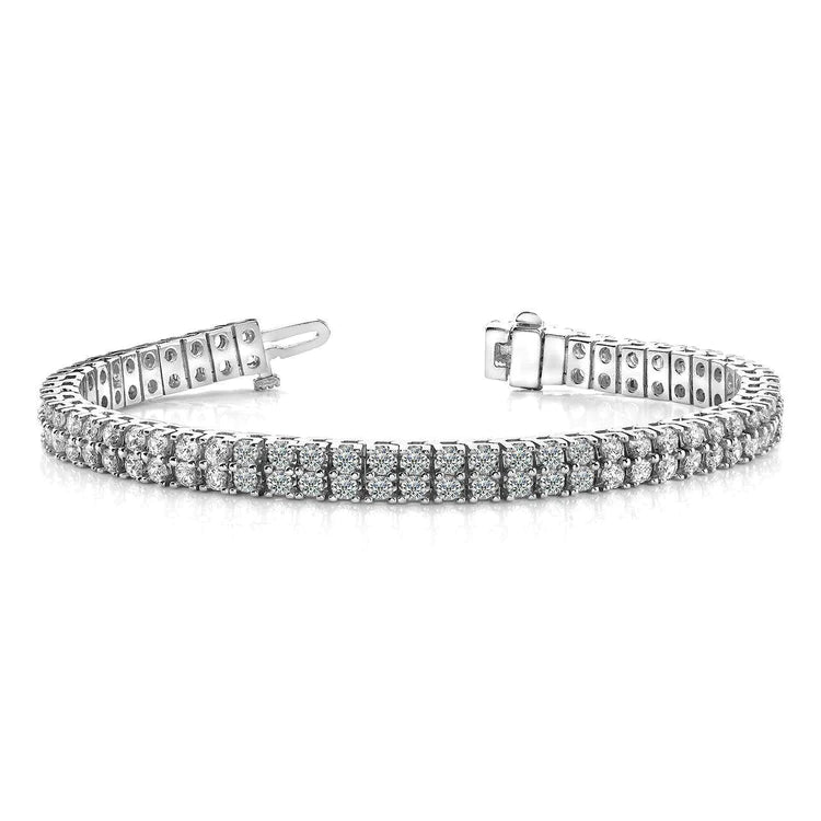 12.50 Carats Timeless Two Row Natural Diamonds Tennis Bracelet White Gold 14K