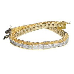12.50 Carat Princess Lab Grown Diamond Tennis Bracelet Yellow Gold