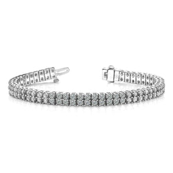 12.50 Carats Timeless Two Row Lab Grown Diamonds Tennis Bracelet White Gold 14K