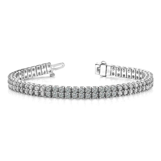 12.50 Carats Timeless Two Row Lab Grown Diamonds Tennis Bracelet White Gold 14K