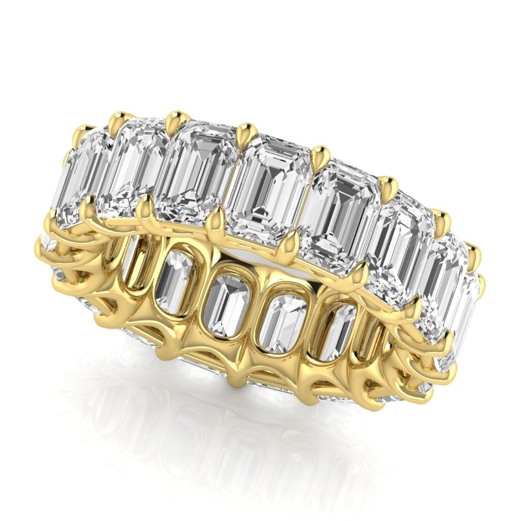 Diamond Emerald Cut Eternity Band in 14K Yellow Gold – side view