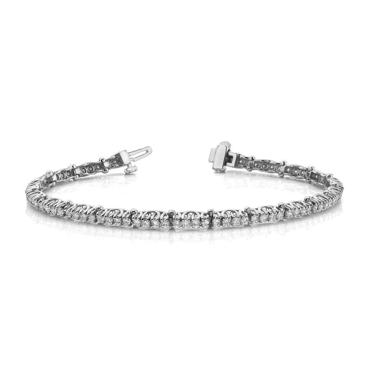 12.80 Carats Prong Set Round Lab Grown Diamonds Tennis Bracelet White Gold 14K