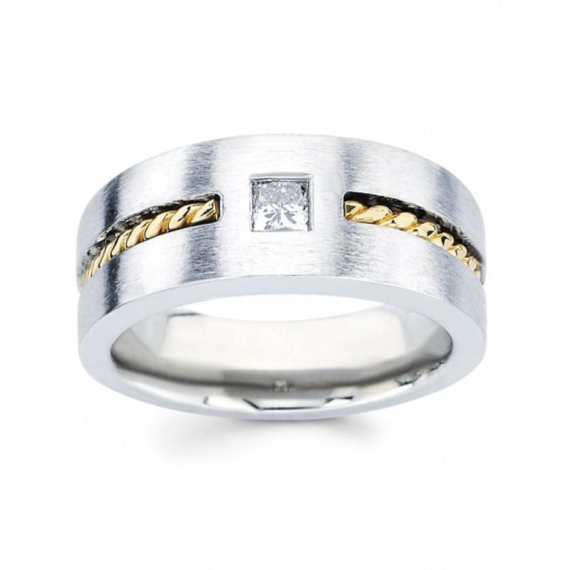 Brilliant Diamond Men's Ring 0.35-ct 10K Two Tone Gold – front view