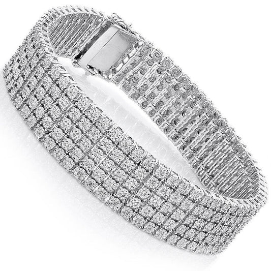 12 Carats Round Cut Men Natural Diamond Bracelet Gold 14K Jewelry