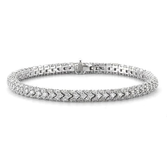 12 Carats Round Genuine Diamond Bracelet White Gold Jewelry New Sparkling