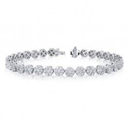 12 Carats Round Prong Set Real Diamond Tennis Bracelet White Gold 14K