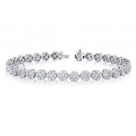 12 Carats Round Prong Set Real Diamond Tennis Bracelet White Gold 14K