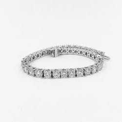 12 Carats Round Cut Lab Grown Diamonds Tennis Bracelet White Gold