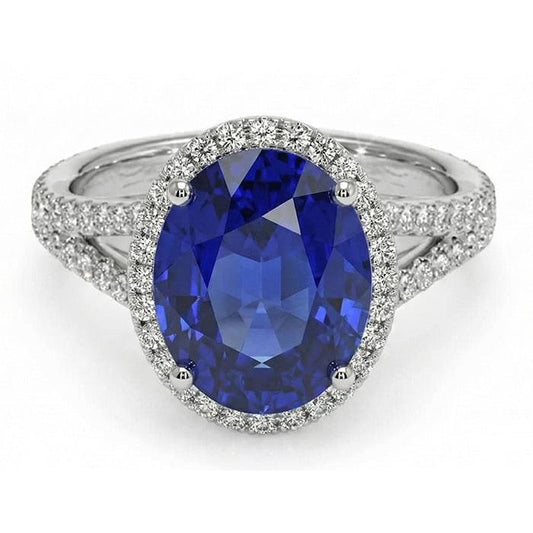 IGI CERTIFIED 12 Carat Oval Sapphire Halo Ring