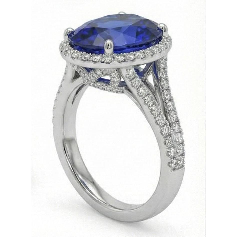IGI CERTIFIED 12 Carat Oval Sapphire Halo Ring