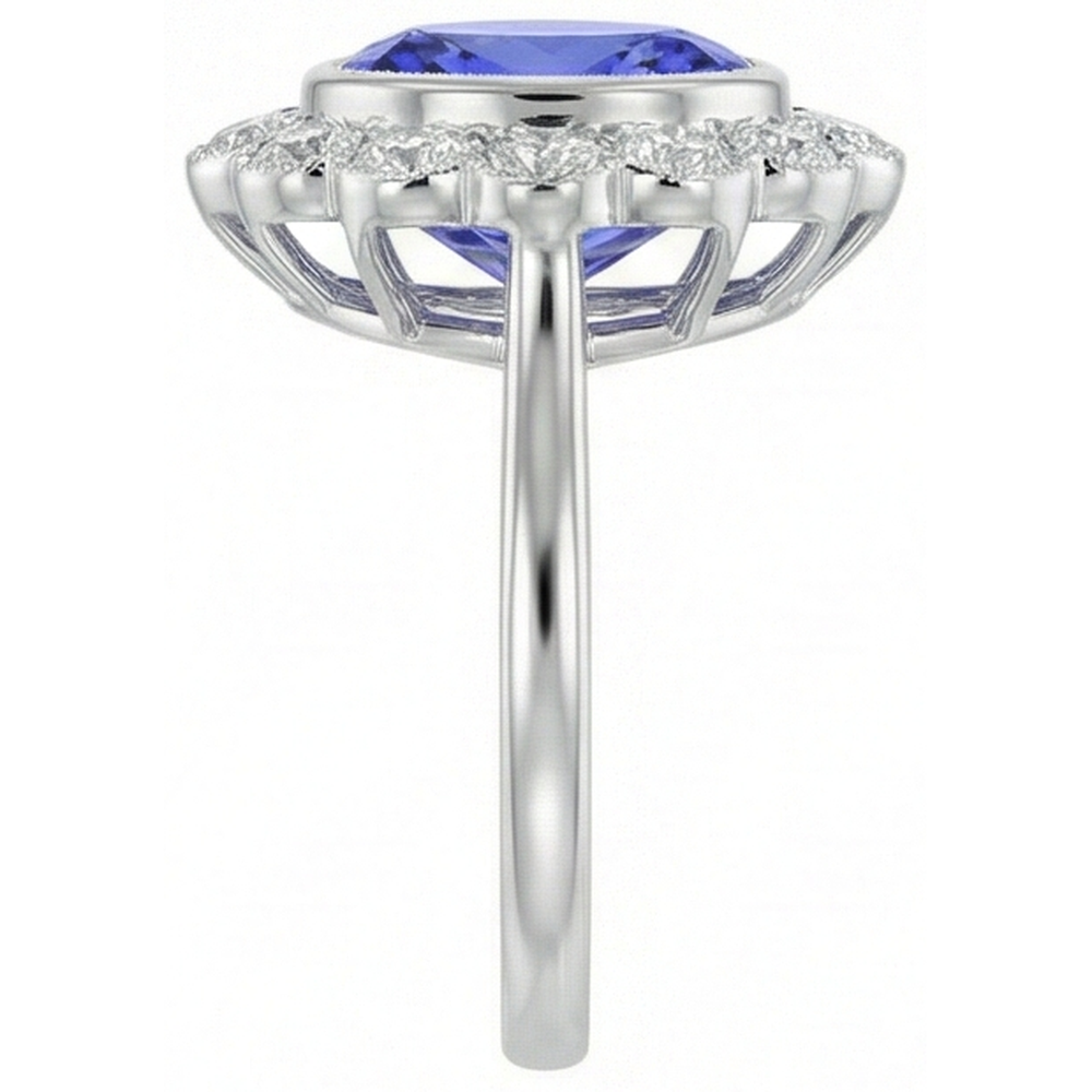 natural round tanzanite 12ct ring profile view