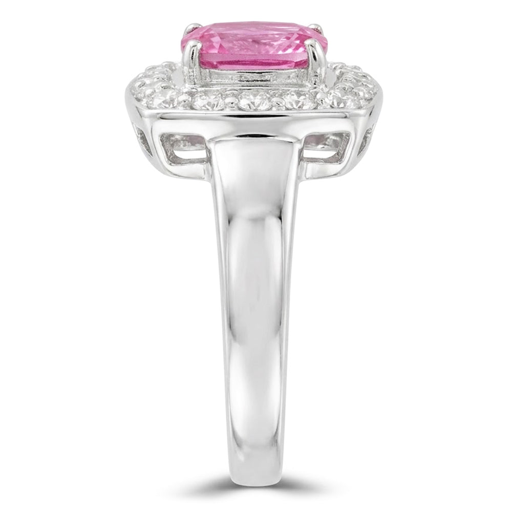 13 Ct Cushion Cut Kunzite And Natural Earth Mined Diamond ( Not Lab Grown ) Ring White Gold 14K