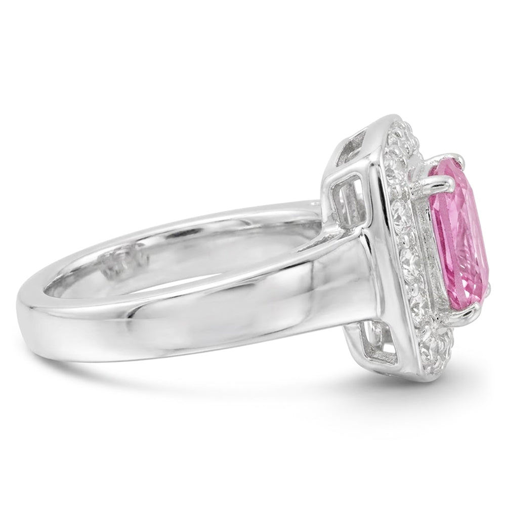 13 Ct Cushion Cut Kunzite And Natural Earth Mined Diamond ( Not Lab Grown ) Ring White Gold 14K