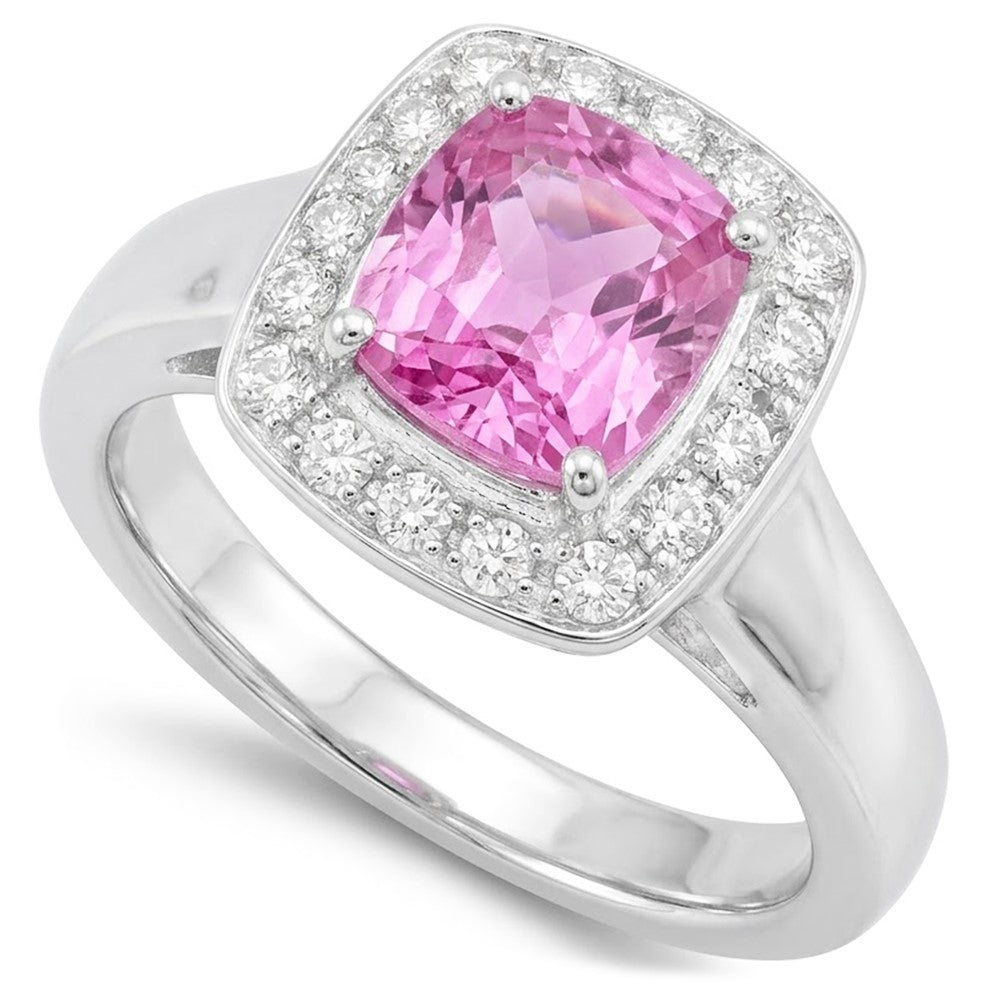 13 Ct Cushion Cut Kunzite And Natural Earth Mined Diamond ( Not Lab Grown ) Ring White Gold 14K