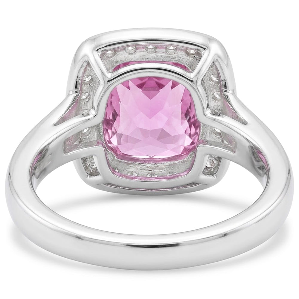 13 Ct Cushion Cut Kunzite And Natural Earth Mined Diamond ( Not Lab Grown ) Ring White Gold 14K