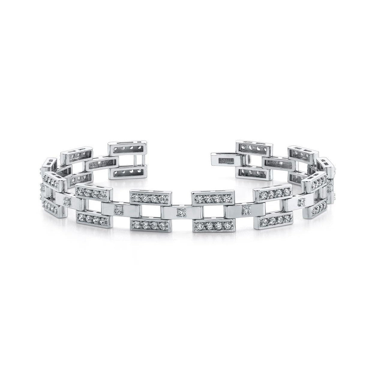 13 Ct Round Cut Real Diamonds Checkerboard Bracelet White Gold 14K - Tennis Bracelet-harrychadent.ca