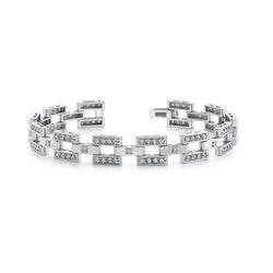 13 Ct Round Cut Lab Grown Diamonds Checkerboard Bracelet White Gold 14K