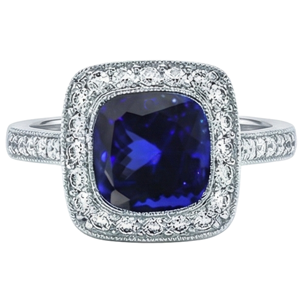 14.75 Ct Bezel Set Tanzanite With Natural Earth Mined Diamond ( Not Lab Grown )s Ring Gold 14K