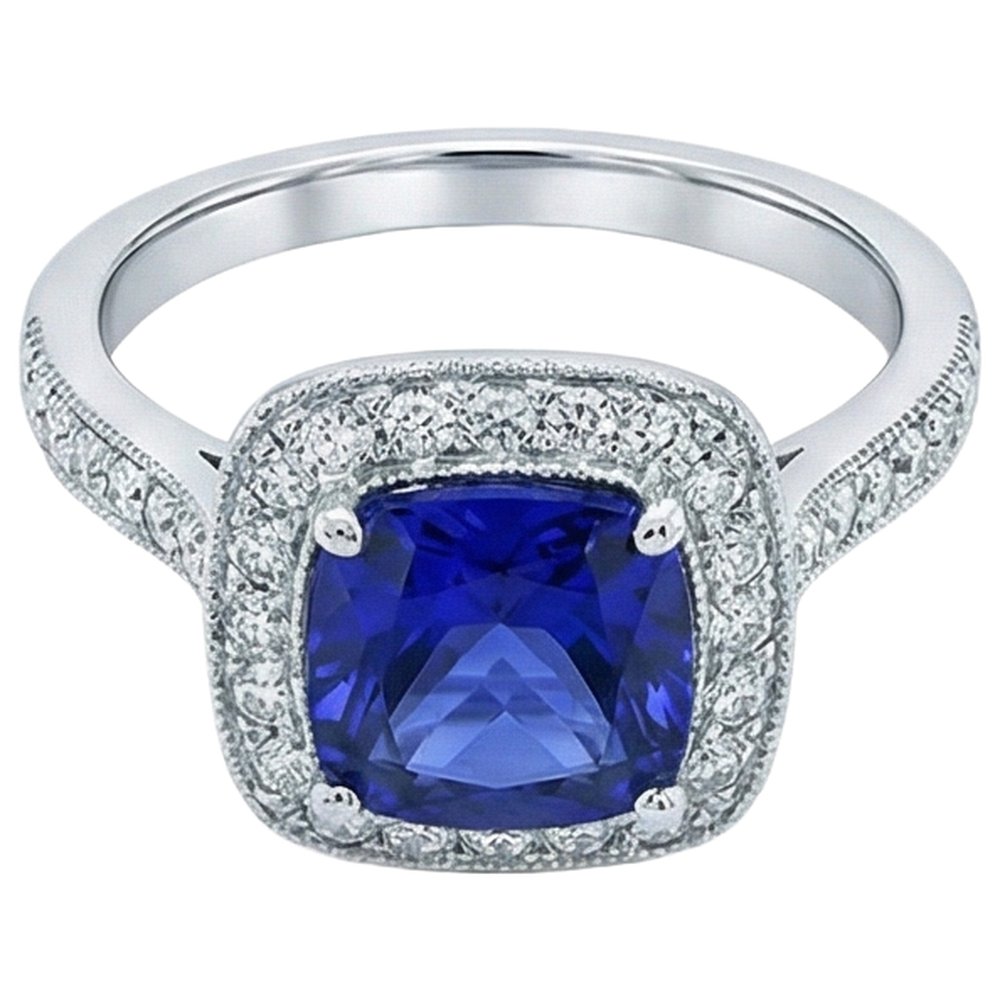 14.75 Ct Bezel Set Tanzanite With Natural Earth Mined Diamond ( Not Lab Grown )s Ring Gold 14K