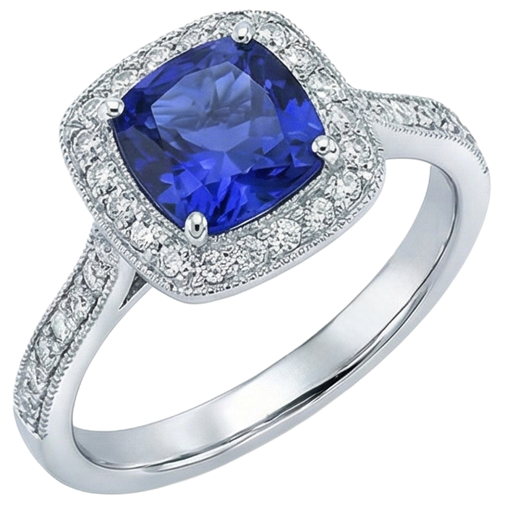 14.75 Ct Bezel Set Tanzanite With Natural Earth Mined Diamond ( Not Lab Grown )s Ring Gold 14K